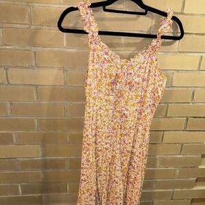 Japan Floral Pink, Orange, White Maxi Dress